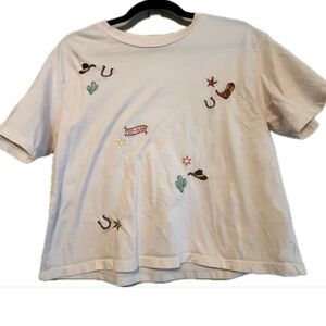 🌼 3/$25 Cropped T-Shirt with Western Embroidery